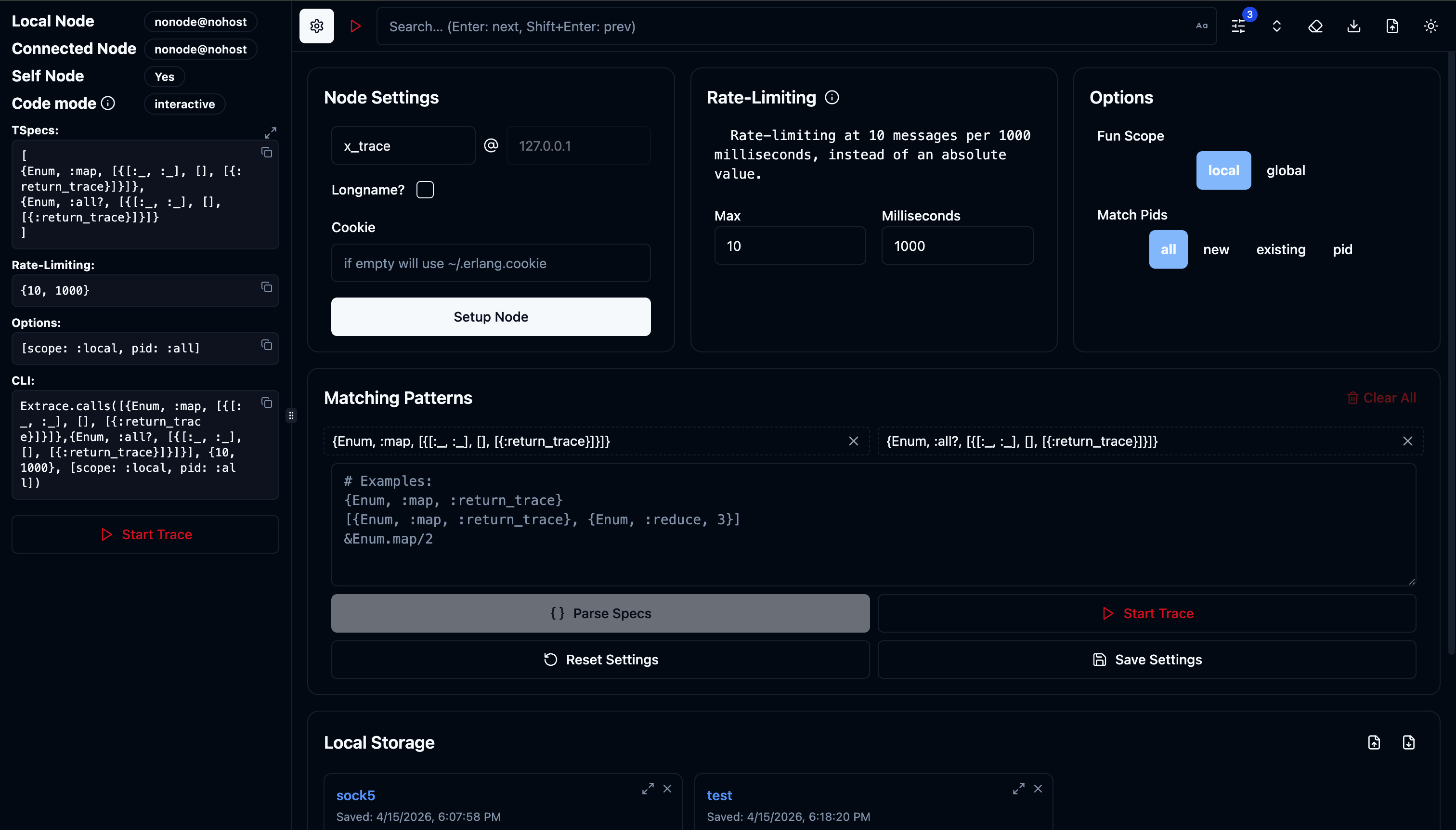 X-Trace Configure: Define trace specifications and match specs